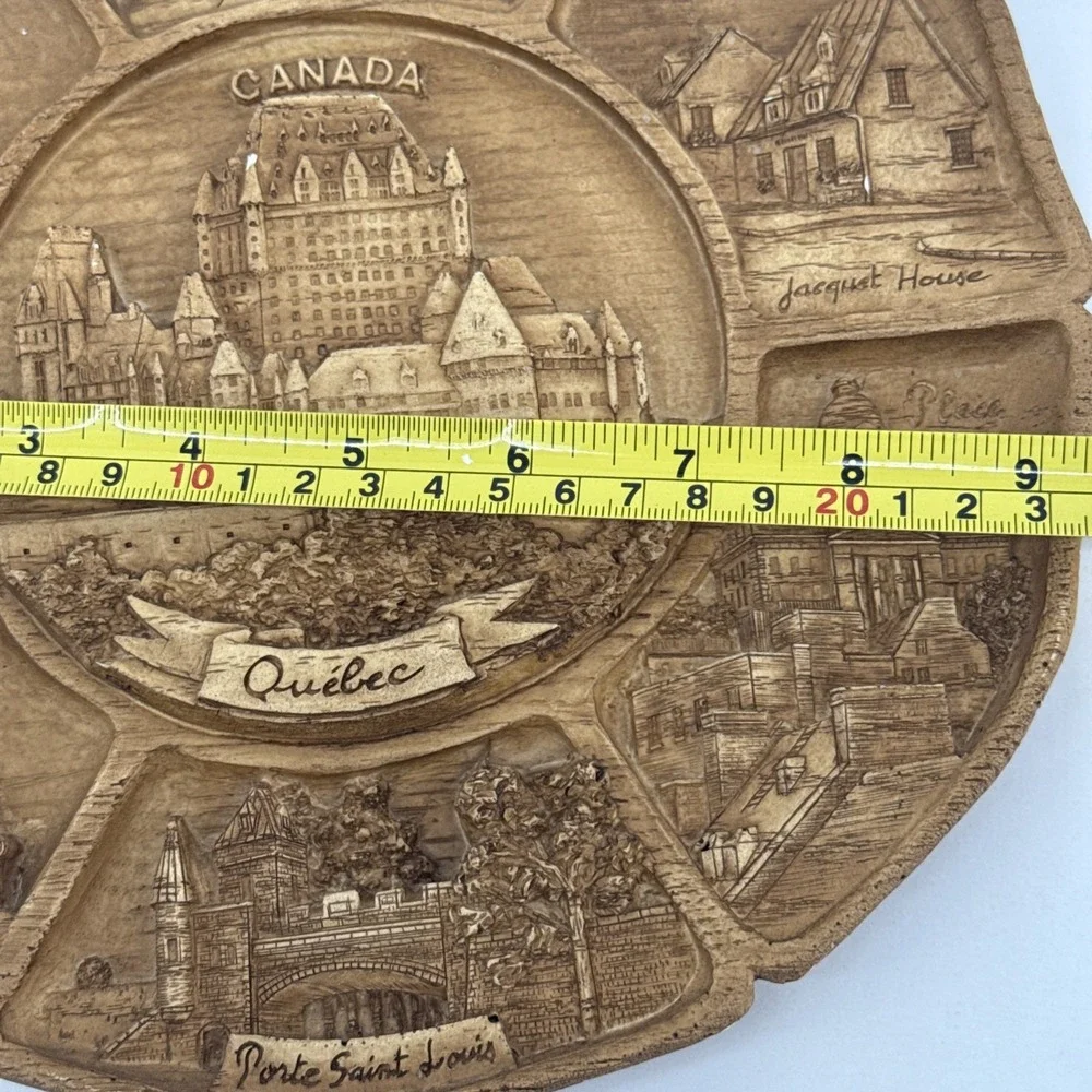 Vintage Carved Resin 3D Wall Plate Quebec Canada 9